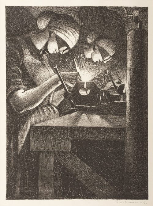 c r w nevinson building aircraft acetylene welders