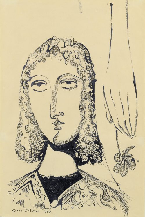 cecil collins girl with hand and flower