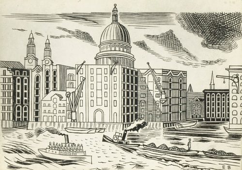 edward bawden st pauls from the thames