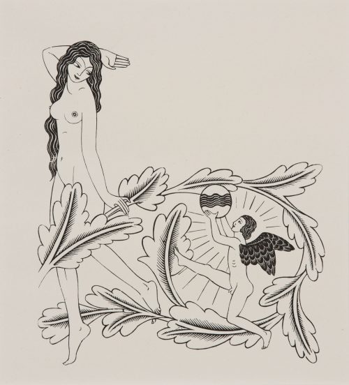 eric gill cupid playing football with the world