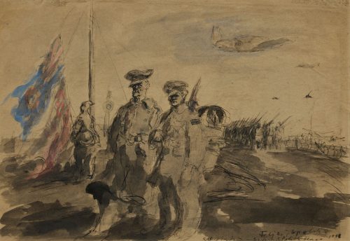 feliks topolski raf station british and polish flags