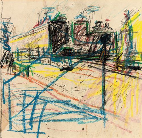 frank auerbach drawing for mornington crescent painting