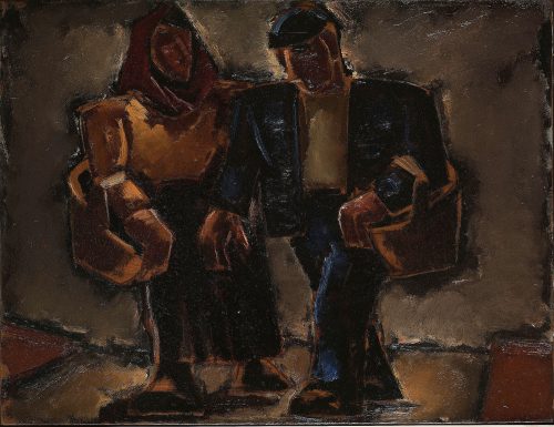 josef herman man and woman on the road