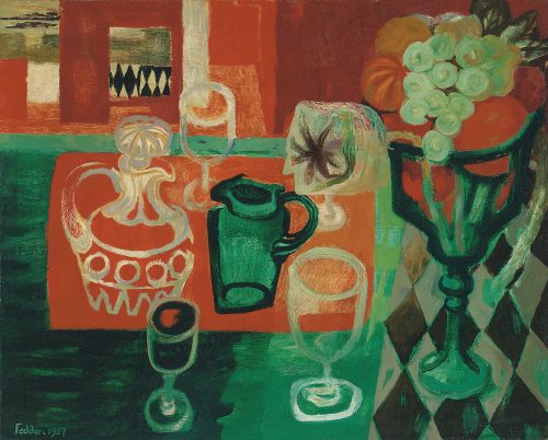mary fedden orange and green still life