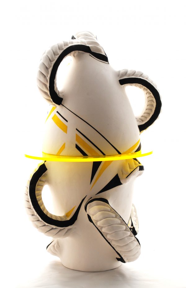 USE Aphra O’Connor AGGLUTINATE CURLICUE 2020 earthenware, slip, underglaze, acrylic 47cm H x 25cm W 25cm D (1)